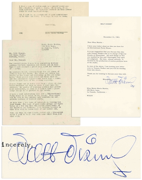 Walt Disney Letter Signed From 1963 -- ''...My time, almost entirely, is devoted to the production of motion pictures here at the studio...''